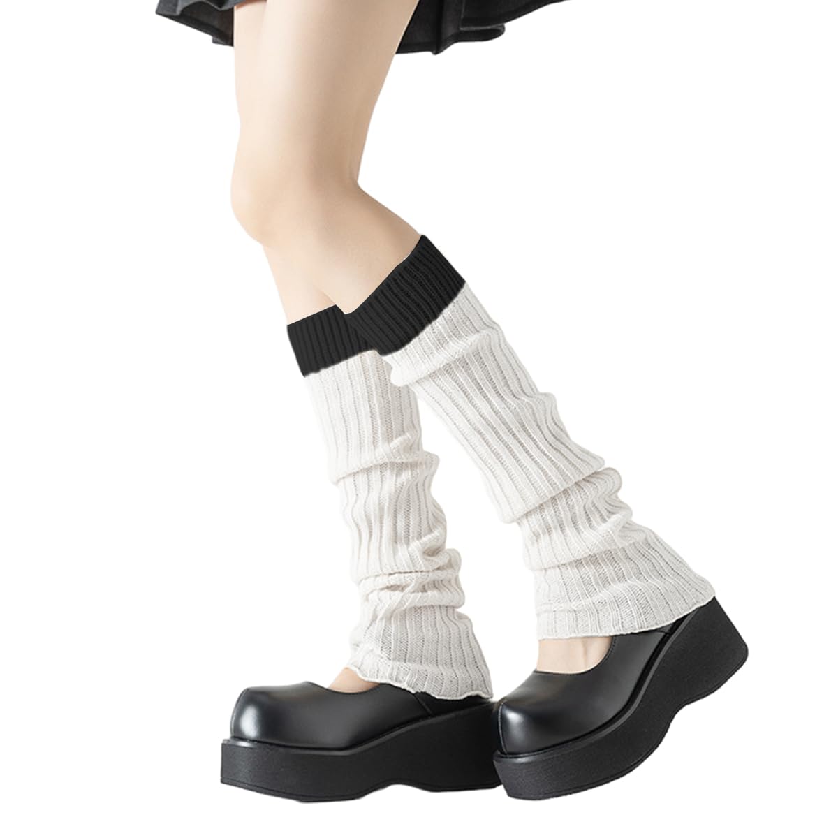 PALAY Leg Warmers for Women Girls Fashion Ribbed Knit Calf Length Stocking Two-Tone Stitching Long Boot Socks for Ballet Dance Figure Skating Yoga Party Junior PALAY Leg Warmers for Women Girls Fashion Ribbed Knit Calf Length Stocking Two-Tone Stitching Long Boot Socks for Ballet Dance Figure Skating Yoga Party Junior